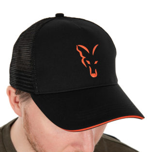 Бейсболка Fox Collection черно-оранжевая кепка с сеткой